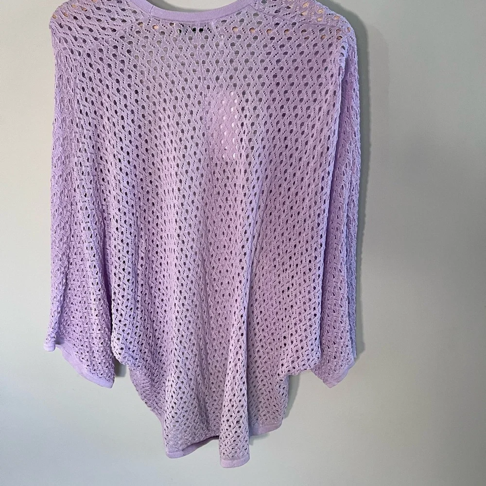 Grace Karin Lilac Crochet Cardigan Open Knit Lightweight Cover Up‎ Long Sleeve